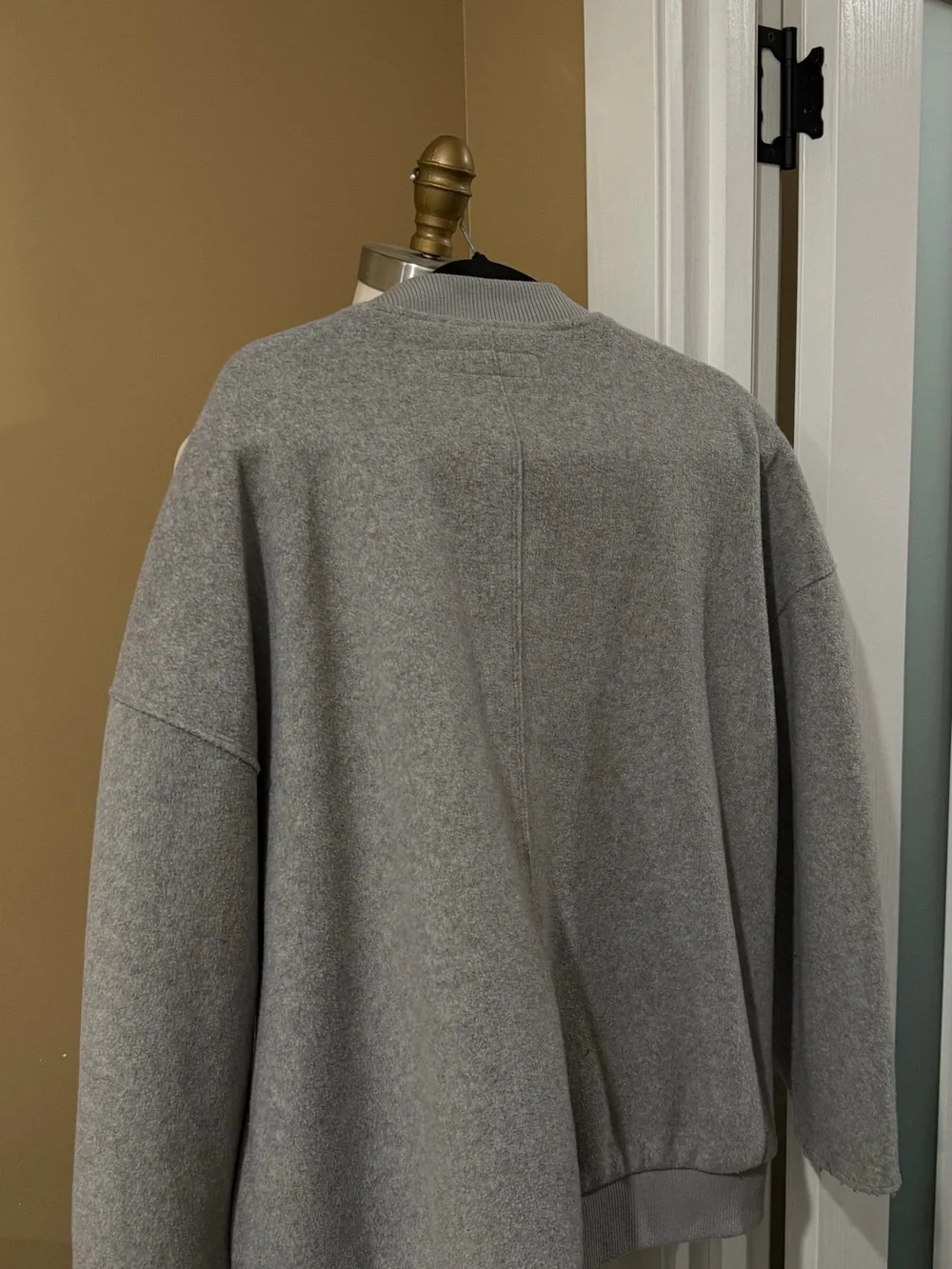 Zara Light Gray Bomber-Style Zip Sweater